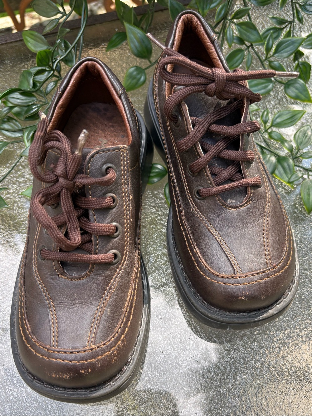 Toddler Brown Leather Casual Lace-Up Shoes